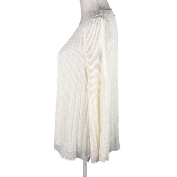 Max Studio Top Ivory Large Pleated Sheer Sleeves Lined Bodice New - Picture 11 of 13
